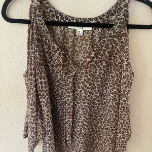 Women's Brown Leopard Print Top
